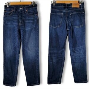 Lucky Brand Relaxed Taper Dark Wash High Rise Cropped Blue Jeans Size 00/24